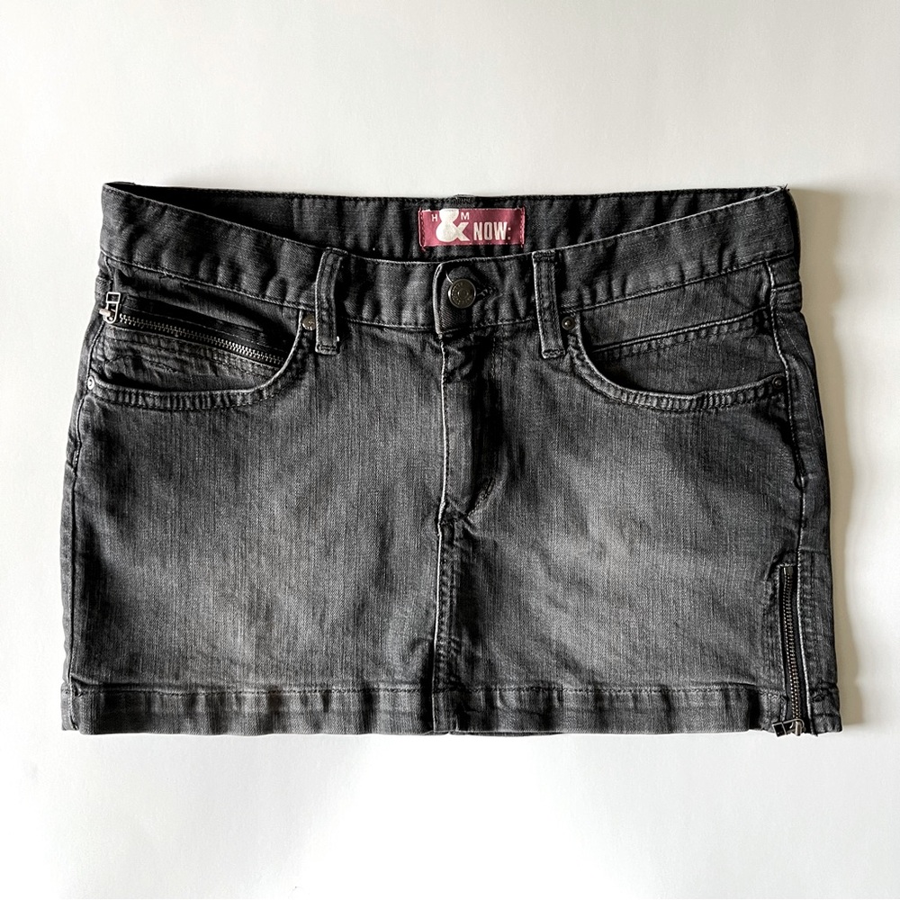 H&M Black Denim Mini Skirt